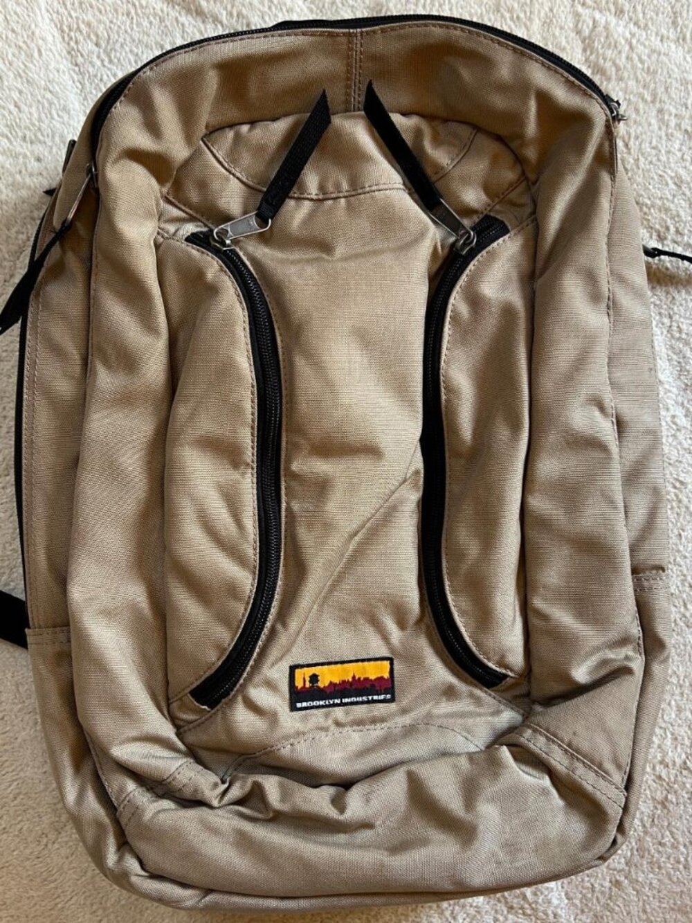 Brooklyn Industries Tan Backpack with Orange Lining